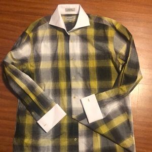 Fratello Men's French Cuff Dress Shirt Set - Colorful Multi Checker Q17